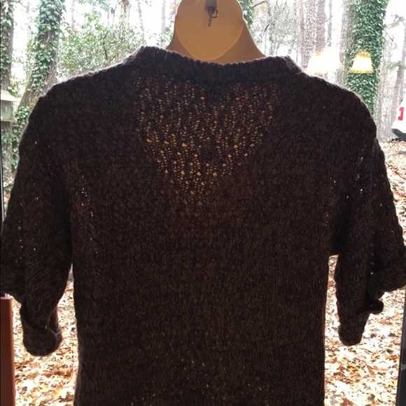 DOTS Loose-Weave Brown w/White Cropped Sweater 1X - Picture 2 of 7